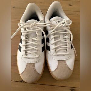 Adidas VL Court Bold White and Black Sneakers with Tan Accents